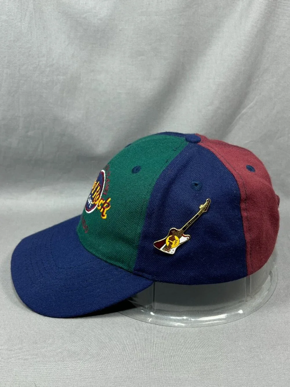 Hard Rock Cafe Orlando Florida Snapback Guitar Hat Pin Adjustable Colorblock Cap